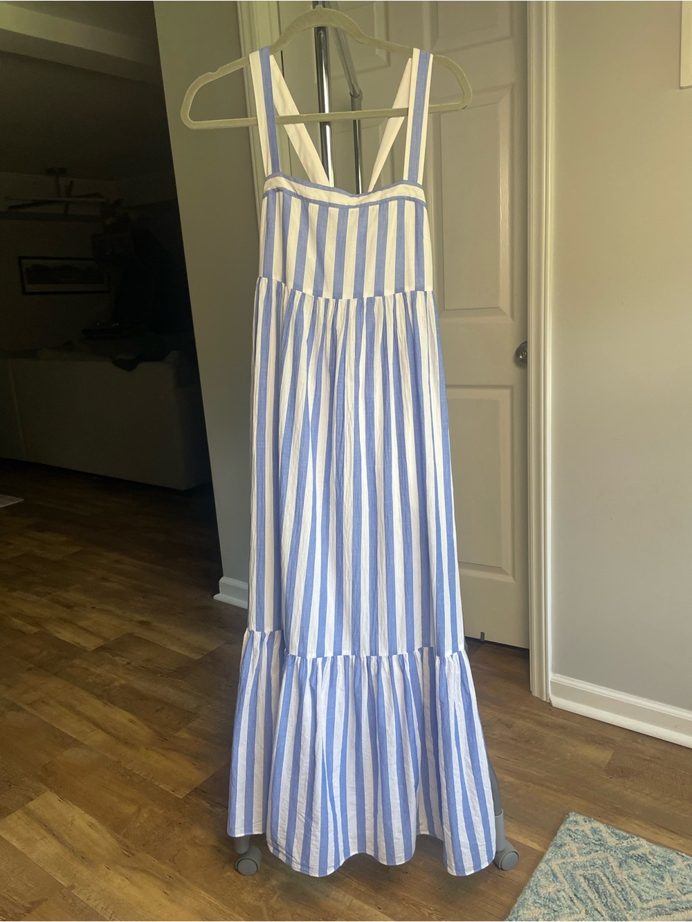 English Factory Blue & White Striped Maxi Dress